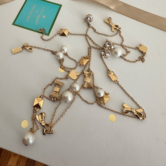 Kate Spade Gold and Pearl Charm Necklace - Picture 1 of 2